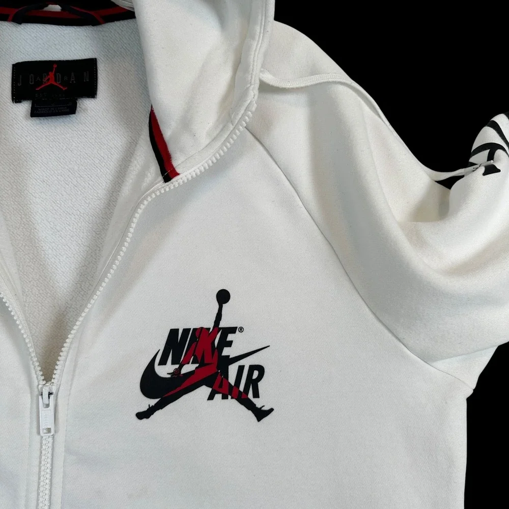 Nike‎ Air Jordan Mens Full Zip Hoodie Large Jumpman Fleece White CK2223 White